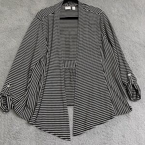 Chico's Black and White Striped Cardigan